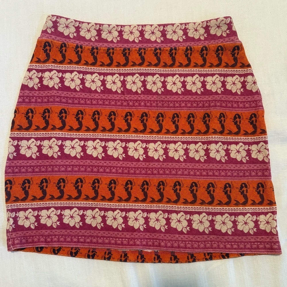 Farm Rio Mini Skirt Mermaid Aloha Pull On Skirt Small - Picture 4 of 7